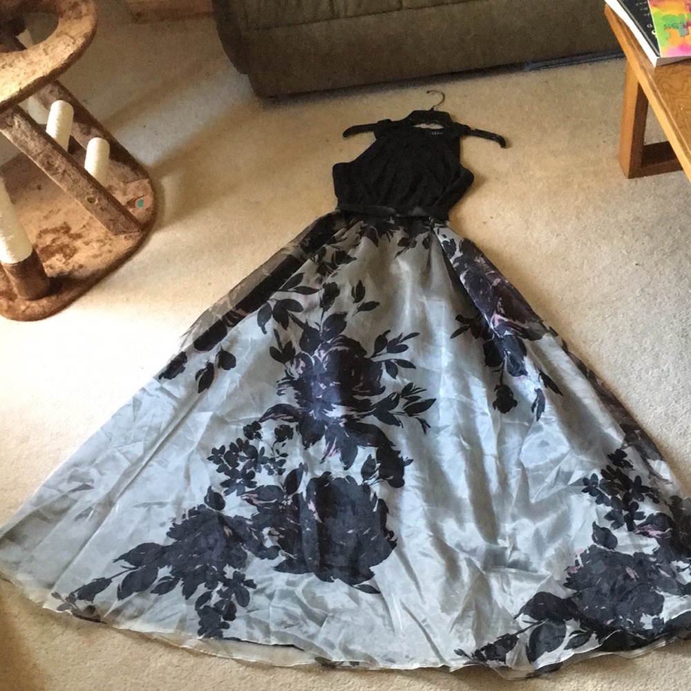 Black floral prom dress